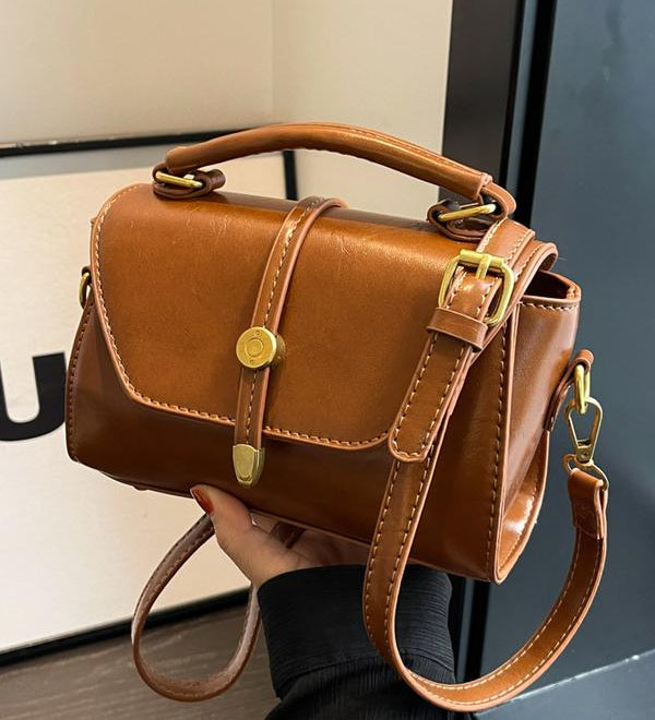 Élodie™ — Chic štvorcová crossbody taška s kontrastným prešívaním