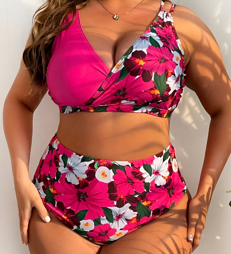 Nela™ | Plus Size Elastický Bikini s Kontrolou Brucha