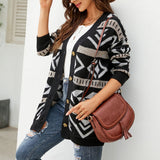 Vintage Voľný Pletený Cardigan