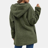 Teplý voľný kabát s kapucňou