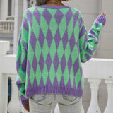 Dámsky geometrický pletený cardigan