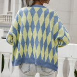 Dámsky geometrický pletený cardigan