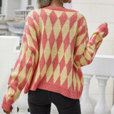 Dámsky geometrický pletený cardigan