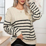 Vintage Pruhovaný Kabelpullover