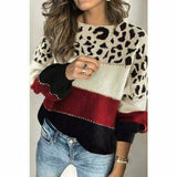 Patchwork-Pulover s potlačou leopardov