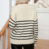 Vintage Pruhovaný Kabelpullover