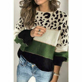 Patchwork-Pulover s potlačou leopardov