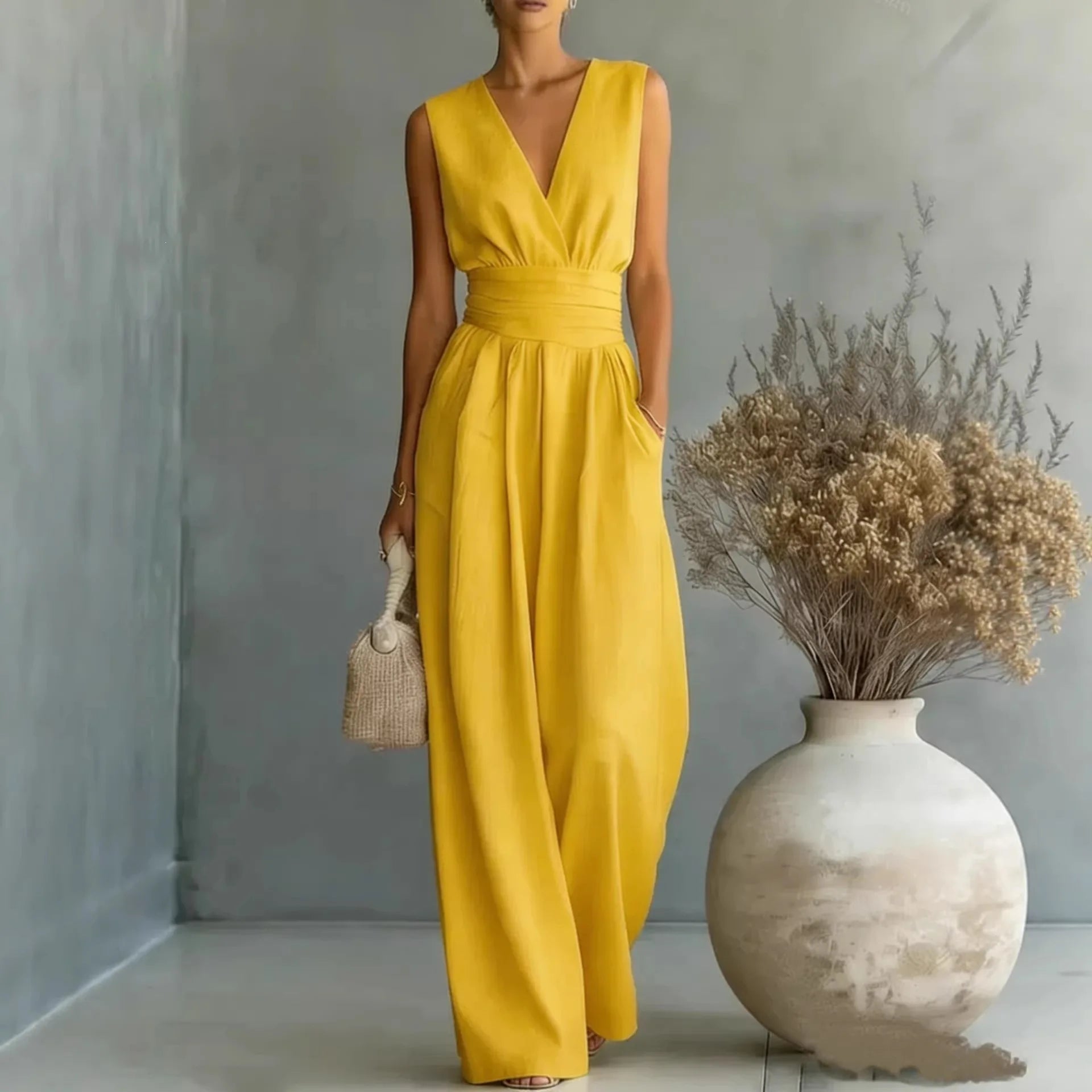 Bezramenný V-výstrih Jumpsuit od Josephine