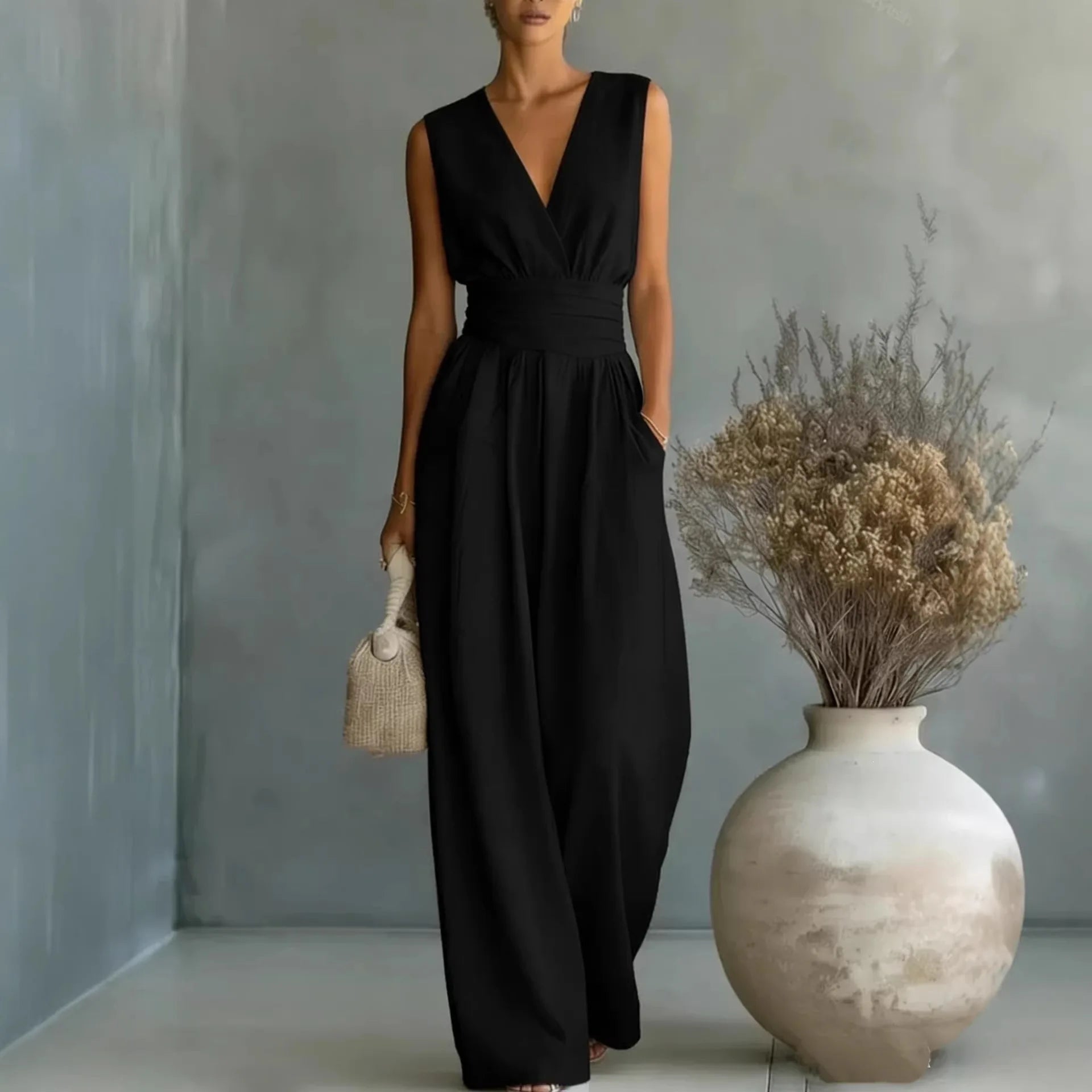 Bezramenný V-výstrih Jumpsuit od Josephine