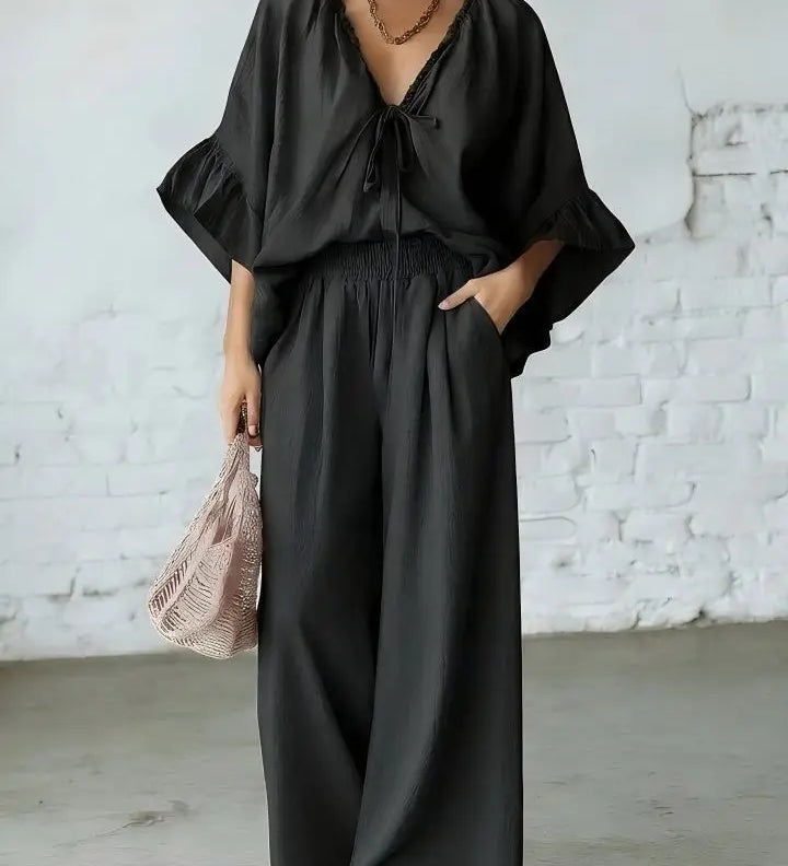 Lila Elegantný Jumpsuit s voľným strihom