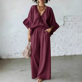 Lila Elegantný Jumpsuit s voľným strihom