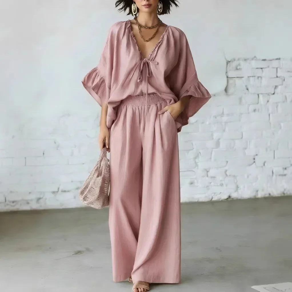 Lila Elegantný Jumpsuit s voľným strihom