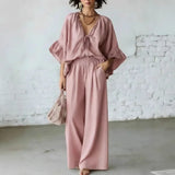 Lila Elegantný Jumpsuit s voľným strihom