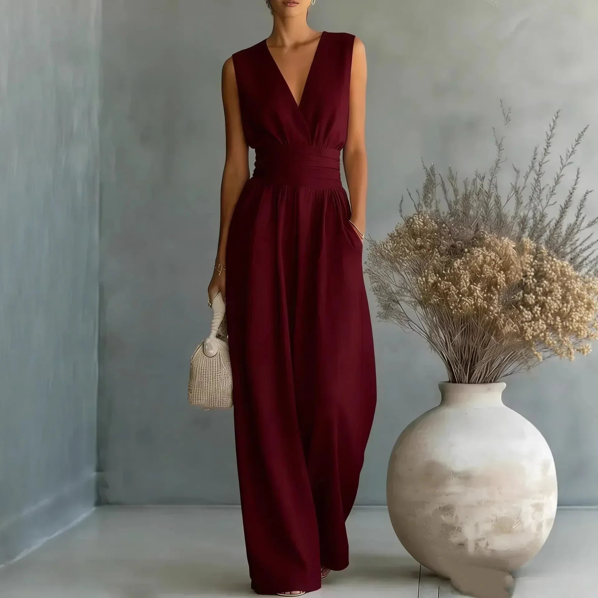 Bezramenný V-výstrih Jumpsuit od Josephine