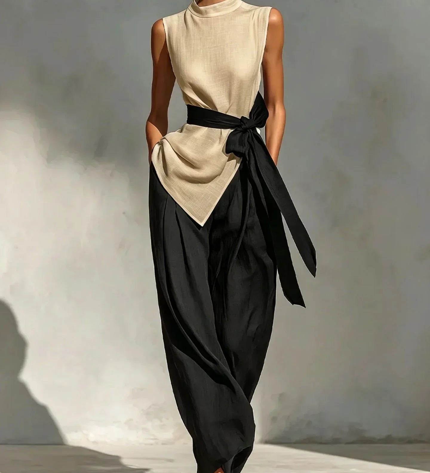 Jumpsuit s kontrastným pásom Juniper
