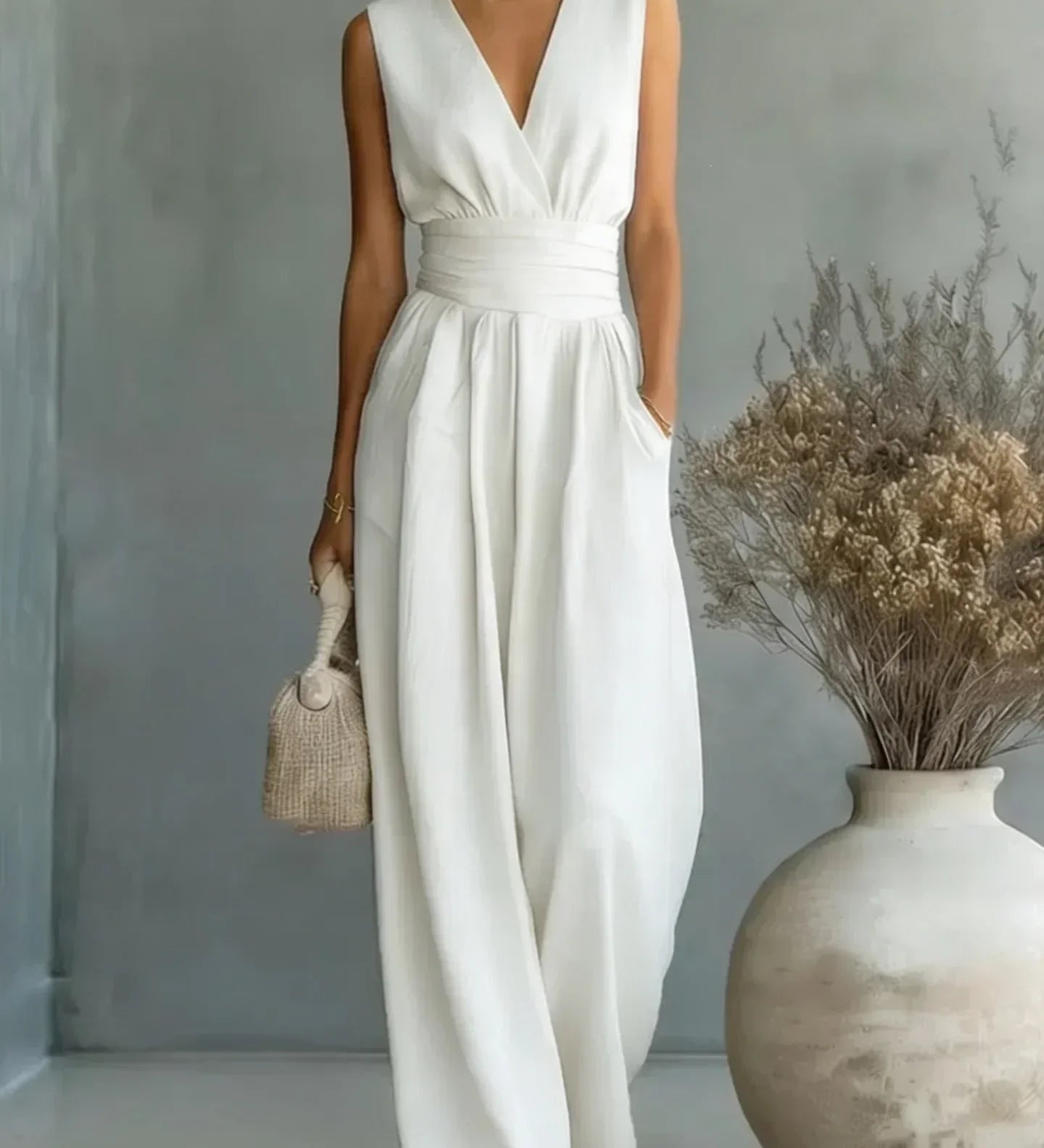 Bezramenný V-výstrih Jumpsuit od Josephine