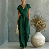 Carol V-Neck Jumpsuit Set